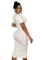 Vestido De Crochet Para Mujer De Corte Bodycon Con Manga Regular Y Cuello En V Vestido Fino Y Ajustado De Pierna Para Calle Moda Hipster - details 9