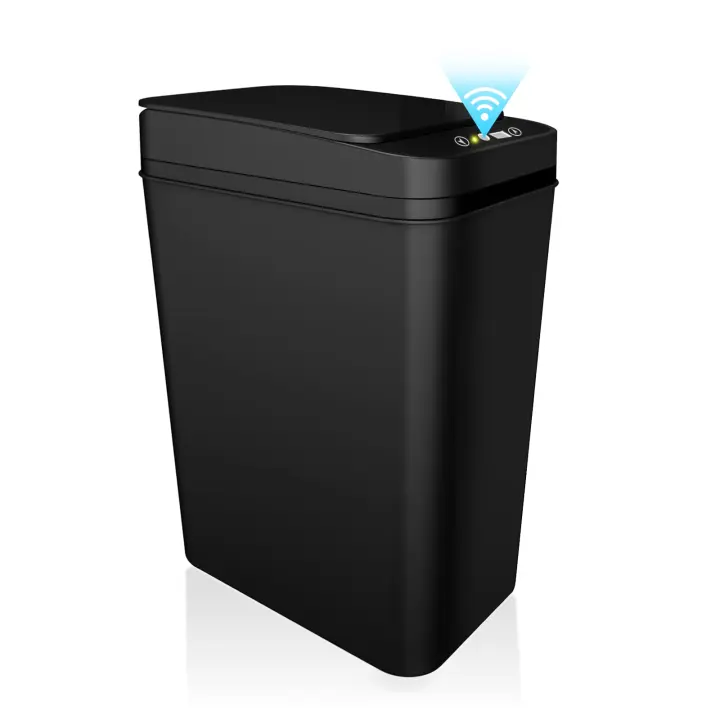 Basurero De Baño Con Tapa Y Sensor De Movimiento Touchless Ecológico Para Dormitorio Oficina Sala De Estar Binario Inteligente - 1