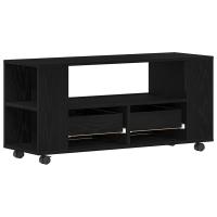 vidaXL Mueble TV ruedas madera ingeniería roble negro 102x34,5x43cm - details 5