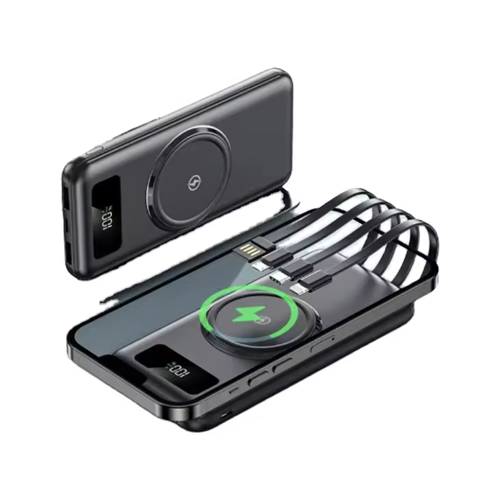 Banco de energía inalámbrico de carga rápida de 10000 mAh, portátil, gran capacidad, pantalla digital de 4 líneas, entrada USB, ABS de 10 W - 1