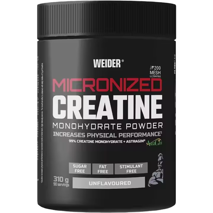 Weider - Micronized Creatine - Monohydrate Powder - 99% Creatina Monohidrato + Astragin - 310 grs - Sin Sabor - 1