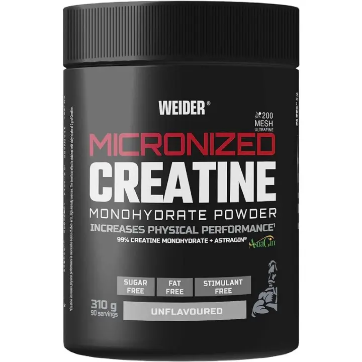 Weider - Micronized Creatine - Monohydrate Powder - 99% Creatina Monohidrato + Astragin - 310 grs - Sin Sabor - 1