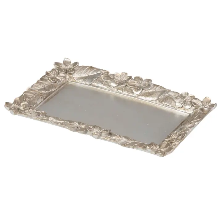 Adda Home Bandeja Resina Plateada 25x15x2 Cm - Centro de Mesa Elegante y Sofisticado - 1