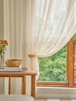 Cortina Japonesa De Tulle Transparente Con Diseño Geométrico Y Crochet Patrón Vacío Para Decoración Del Hogar Con Bolso De Percha - details 4