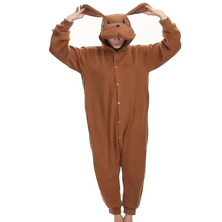 Teddy Dog Onesie Fleece Hombres Disfraz de Halloween Animal Adultos Pijamas de Cosplay de una pieza - 1