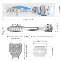 Ruostumattomasta teräksestä valmistettu jalkateroitin kantapään kovettumien poistotyökalu 10 leikkuuterällä pedikyyrijalkojen hoitoon - tiedot 6