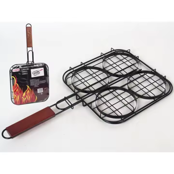 Gerimport Parrilla Hamburguesas 47 X 24 Cm - Compacta y Resistente - Cocción Uniforme - 1