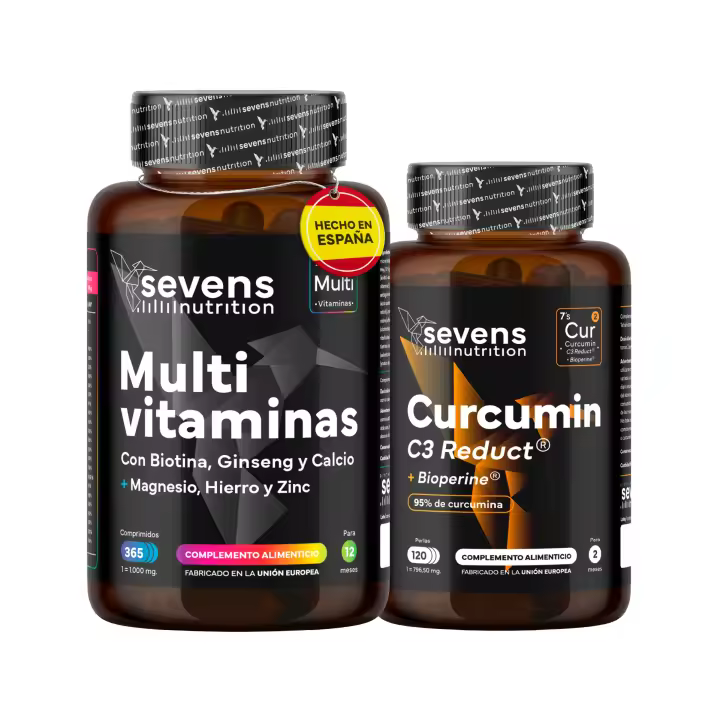Pack Cúrcuma con Pimienta negra + Multivitaminas 365 cáps - Antiinflamatorio y Vitalidad - 1