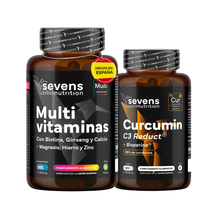 Pack Cúrcuma con Pimienta negra + Multivitaminas 365 cáps - Antiinflamatorio y Vitalidad - 1