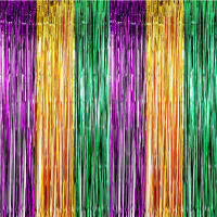 2 Pack Cortinas De Foil Mardi Gras Con Borlas Metálicas Para Decoración De Fiestas De Cumpleaños Boda Y Decoraciones De Fiesta Mardi Gras - details 0
