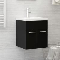 vidaXL Mueble con lavabo aglomerado en color gris brillante/Negro/Blanco brillante y más | almacenamiento funcional diseño moderno para baño dormitorio sala - details 1