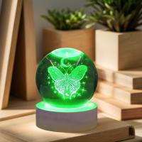 Lámpara De Noche De Bola De Cristal Con Danza De Mariposa Lunar Grabado Con Láser 3D Decoración De Vidrio Pulido Moderna Para Navidad - details 1