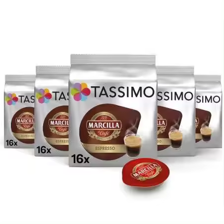 TASSIMO Marcilla café espresso estuche 16 cápsulas - CAJA de 5 Estuches TOTAL 80 Capsulas - 1
