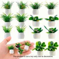 Juego De 5 Plantas Artificiales Mini En Macetas Pequeñas Falsas Flores Simulación Bonsái Decorativas Hierba Verde En Macetas Para M - details 3