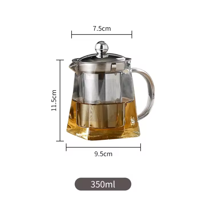MOV-Tetera duradera con Infusor de Maple inoxidable container caliente para hacer té, Tetera de Vidrio - 1