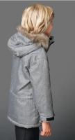 Chaqueta  Parka Gris Infantil de Invierno PETIT ALO - Abrigo tipo Parka con Capucha para Niño - Abrigo Invierno Gris Jaspeado - details 1