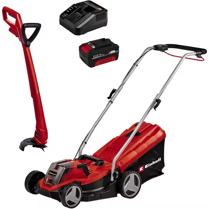 Einhell Set cortacésped batería GE-CM 18/33-2 Li Recortabordes batería GC-CT 18/24 Li - 1