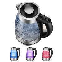 Hervidor eléctrico de agua 2 L con luces LED de 3 colores, ebullición rápida 2200 W, apagado automático y protección contra ebullición en seco, indicador de nivel de agua, filtro extraíble y base giratoria 360° inalámbrica - details 0