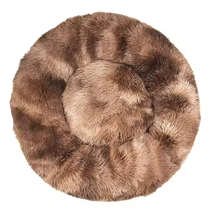 Cojín de cama para gatos, suave y lavable, esponjoso, para gatos y perros (Tie-Dye Brown, 60 cm), Sunny - 1