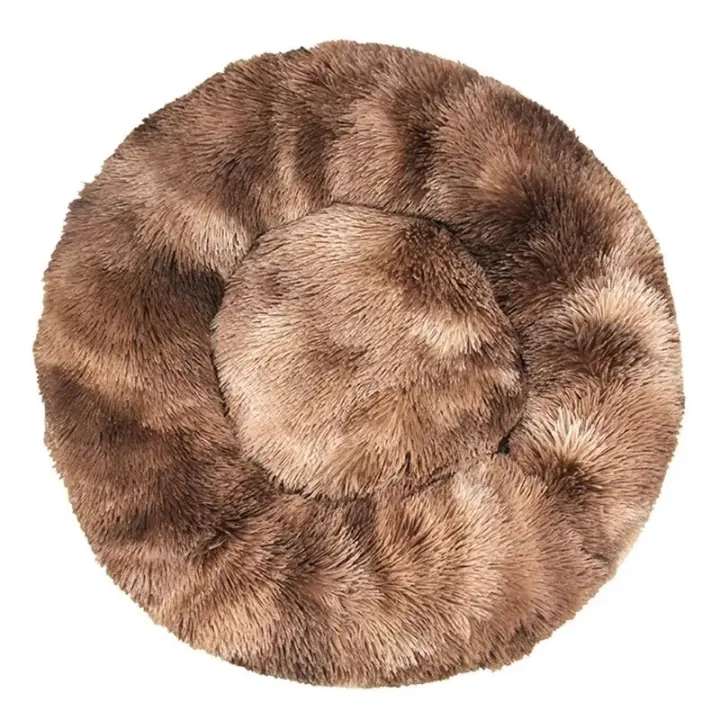 Cama para Gatos, Cojín Esponjoso, Suave y Lavable para Perros y Gatos (Tie-Dye Brown, 80 cm), Sunny - 1