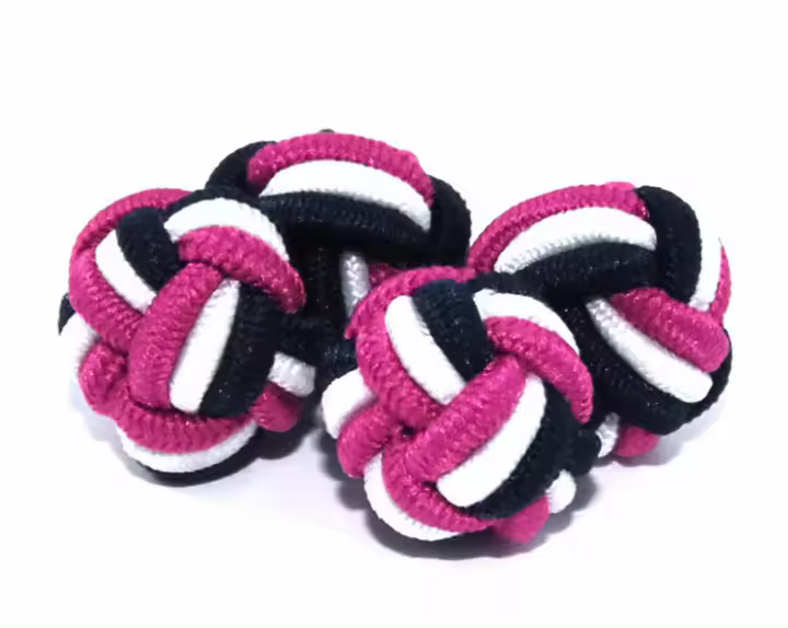 Gemelolandia | Borla Bola Rosa, Blanco y Azul Marino - 1