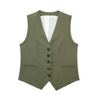 Conjunto Elegante Para Mujer TRAFZA Con Chaleco Y Pantalones Altos Cintura Ajustada Traje De Oficina Sin Mangas V-Neck Talla Regular - details 3