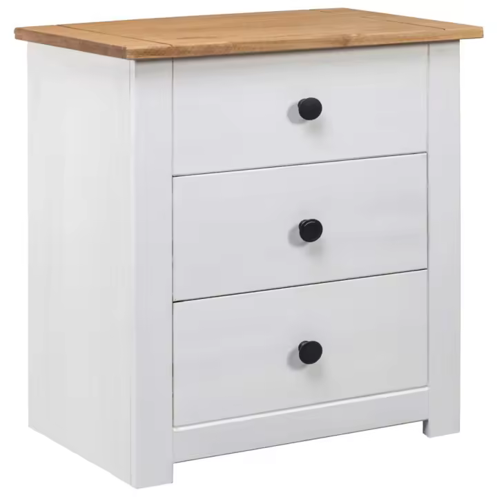 Mesita de noche madera maciza pino Panamá blanco 46x40x57 cm - 1