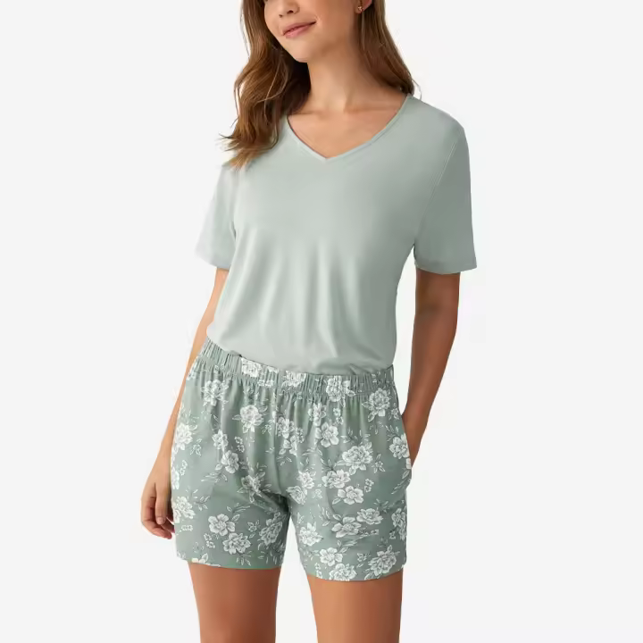Pijama de mujer Promise Flowers dulce y romántico en verde agua - 1