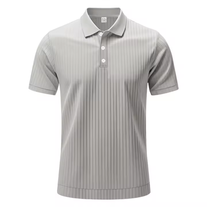 Mov Polo de manga corta con solapa elástica de seda helada de secado rápido para hombre de verano americano - 1