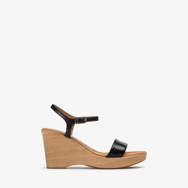 Sandalia Unisa Rita En Piel Y Cuña Efecto Madera - 1