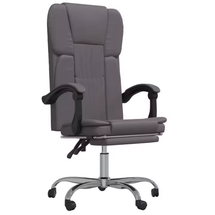 Silla de oficina reclinable cuero sintético gris - 1
