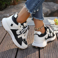 Nuevas Zapatillas De Mujer 2024 Cómodas Y Transpirables Con Cordones Plataforma Baja Para Exterior Casual Colorido Mesh - details 6