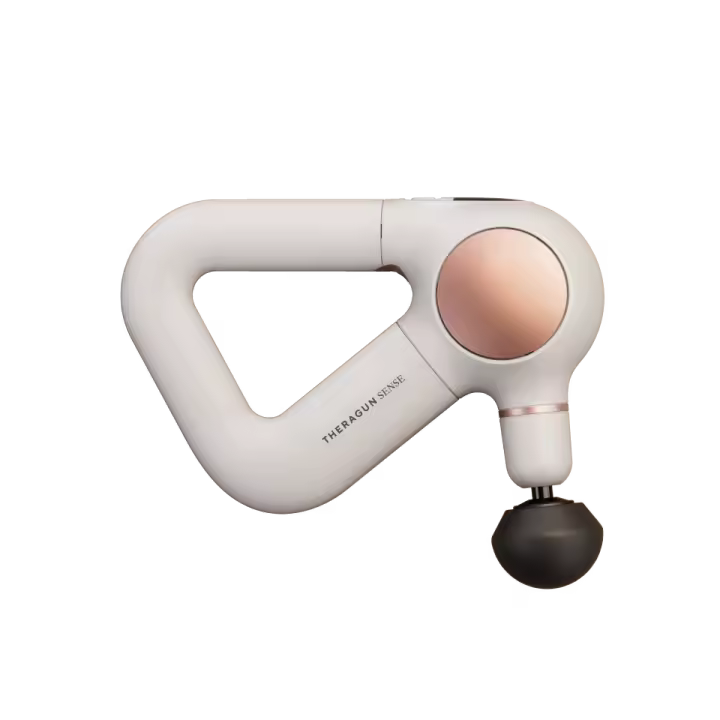 THERABODY THERAGUN SENSE - Pistola de Masaje Profesional, Alivia Dolores y Estrés con Terapia de Masaje Científicamente Comprobado y Respiración Relajante, Sensor Biométrico Integrado, 4 Accesorios, App Inteligente,  Mejora Bienestar Mental y Físico - 1