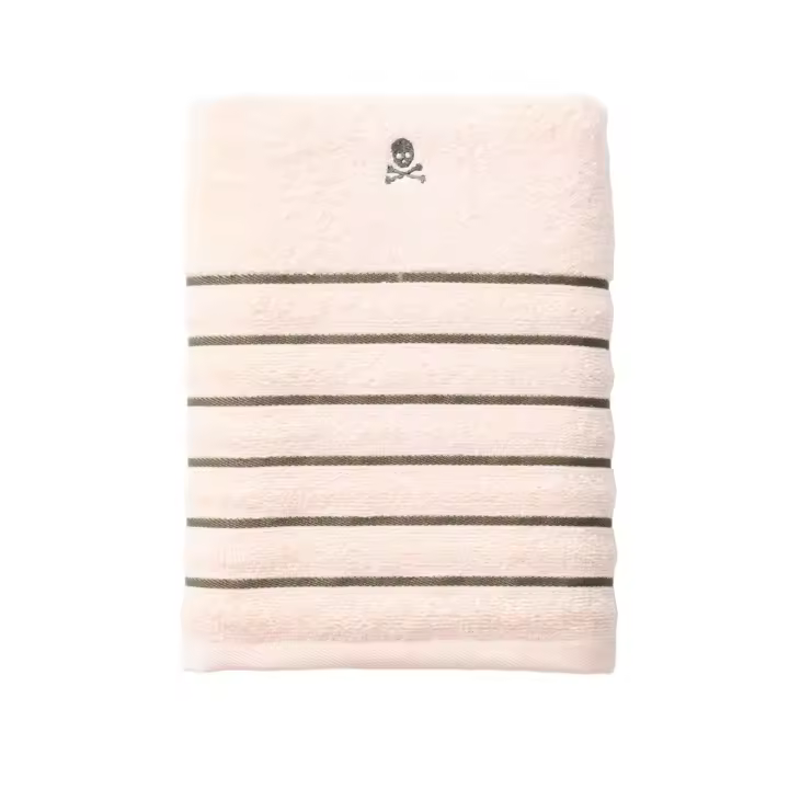 Scalpers Home Toalla de manos beige a rayas verdes 100% Algodón 50x100cm 470GSM - 1