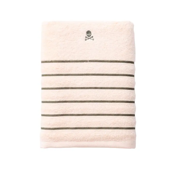Scalpers Home Toalla de manos beige a rayas verdes 100% Algodón 50x100cm 470GSM - 1