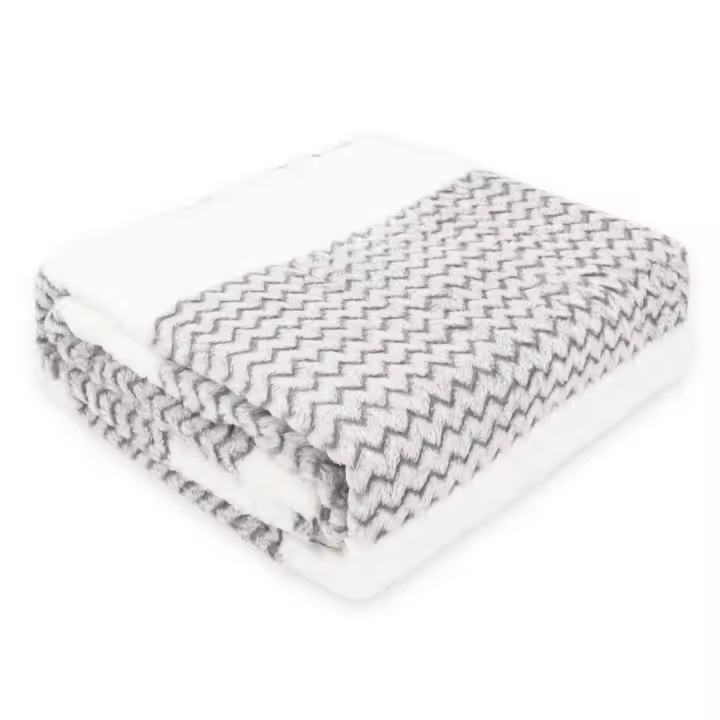 Manta Terciopelo  Zig Zag Aleatorio de Franela 130x160cm , Suave, Mantas Multiusos, Cómoda y Cálida. Ideal  para Sofá, Cama y Viaje - 1