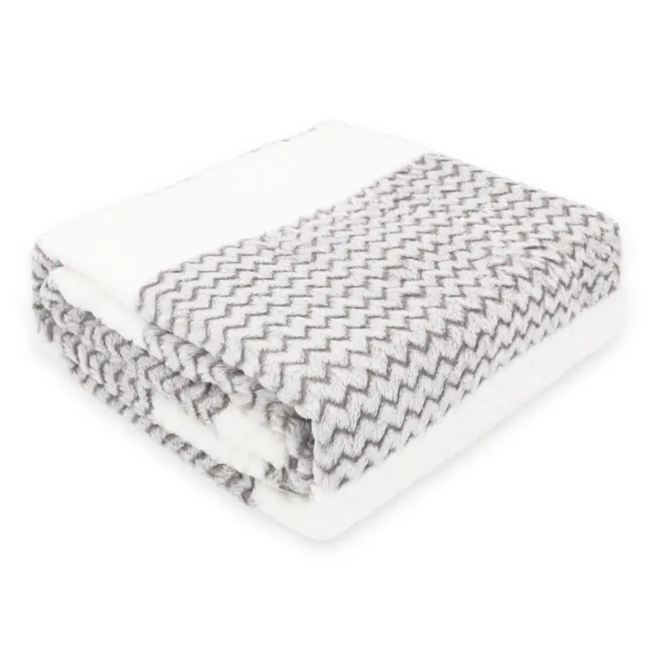 Manta Terciopelo  Zig Zag Aleatorio de Franela 130x160cm , Suave, Mantas Multiusos, Cómoda y Cálida. Ideal  para Sofá, Cama y Viaje - 1