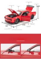 Modelo a Escala Dodge Challenger Hellcat SRT 1:24 Con Sonido Y Luz Vehículo De Colección Miniatura De Metal Y Plástico Para Niños - details 4
