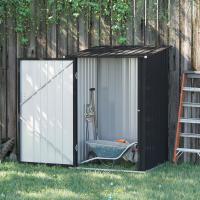 Outsunny Caseta de Jardín 0,92 m² 100x103x160 cm Cobertizo Exterior de Acero Galvanizado con Puerta Cerradura y Techo Inclinado para Almacenamiento de Herramientas - details 1
