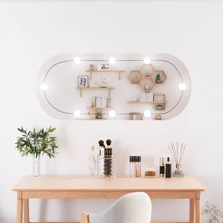 Espejo de pared ovalado con luces LED vidrio 40x90 cm - 1