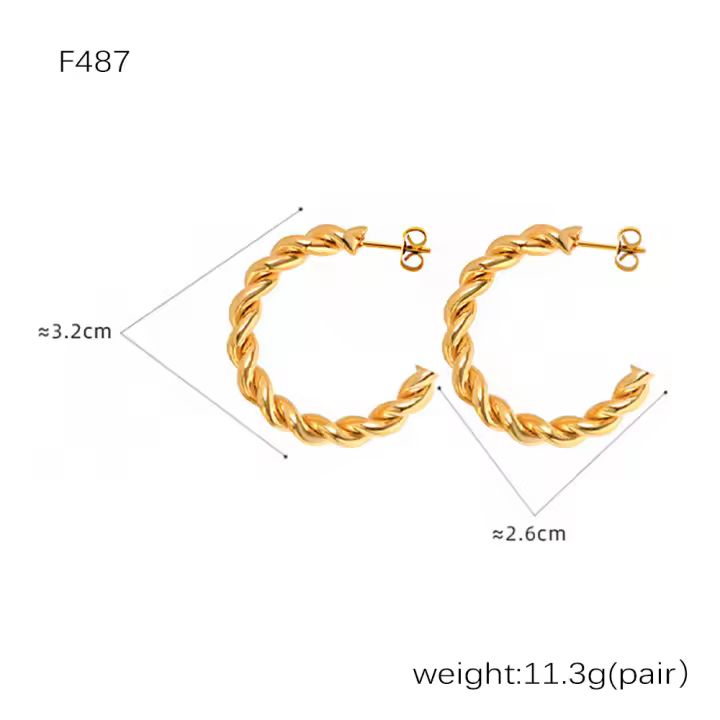 316L 304L de Maple inoxidable de Rosca de Aro Pendientes de las mujeres de la joyería de regalo Twisted Pierce Geométrico Irregular Pendientes de moda - 1