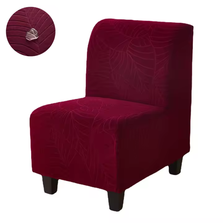 Cubierta De Silla Elástica De Textura De Hoja Resistente Al Agua Gruesa Y Lavable En Spandex Seda Suave Para Hogar Oficina - 1