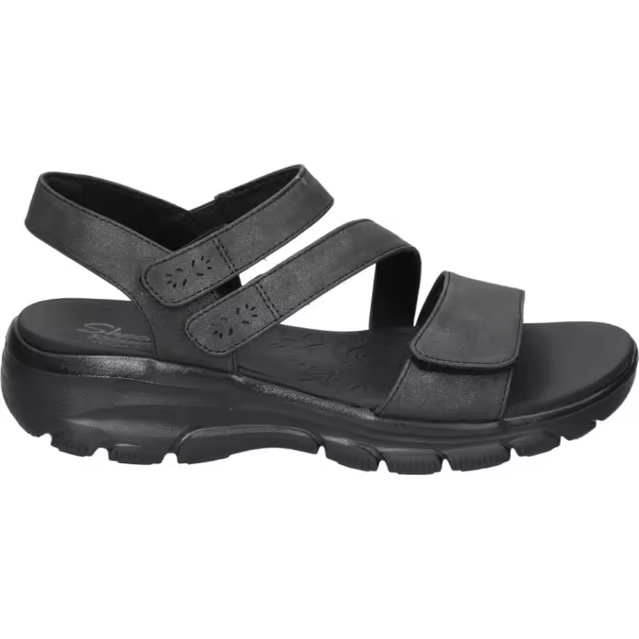 SKECHERS | Sandalias Relaxed Fit Easy Going All Day Chic para Mujer – Sandalia de Cuña en Color Negro – Sandalias con Velcro – Cuña Media y Cómoda – Yoga Foam – Vegan – Versátiles – Modelo 163532-BBK - 1