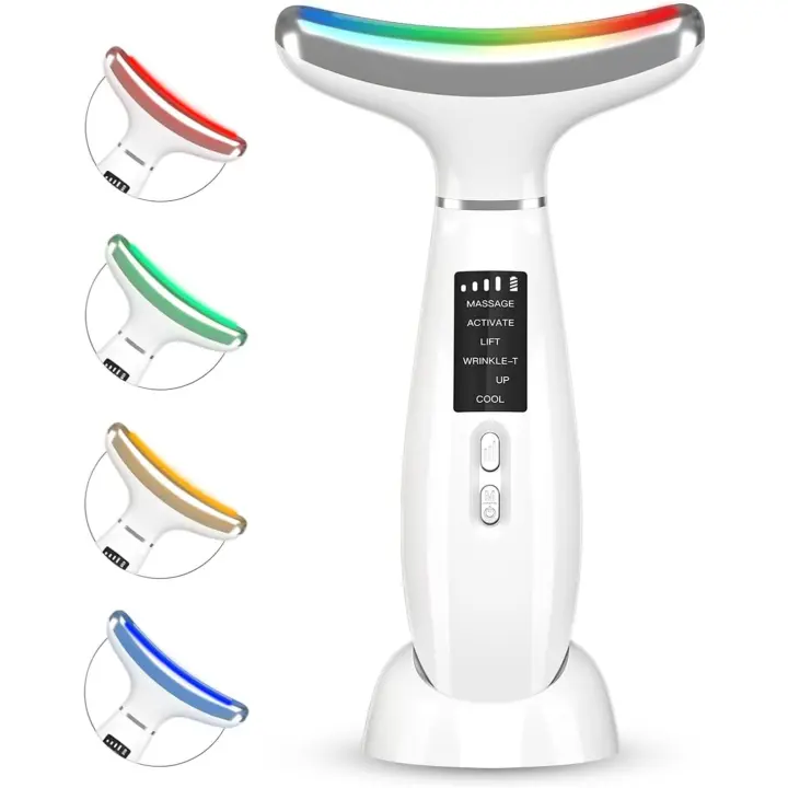 Ininstrument de Belleza para el cuello, masajeador vibratorio para eliminar gas arruello del Cuello, therapy de luz roja para Rostro y Cuello, masajeador antienvecimiento para Rostro y Cuello, masajeador facial relajante y calmante - 1