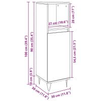 Armario de baño vidaXL Negro Roble 30x30x100 cm Madera elaborada - details 7