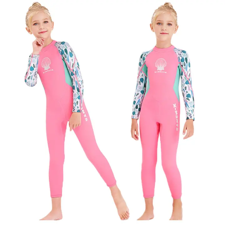 Traje De Baño De Neopreno 2.5MM Para Niñas Traje De Natación Térmico Con Manga Larga Para Natación Y Surf Ropa De Medusa - 1