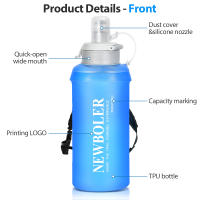 Botella De Agua Deportiva Plegable Y Ligera De 500ml Con Anillo En La Muñeca Antideslizante Para Correr Material TPU Suave - details 9