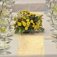 Corredor De Mesa Dorado Con Brillo Metálico Para Cumpleaños Boda Navidad Decoración De Mesa Rectangular De Poliéster 100% - details 5