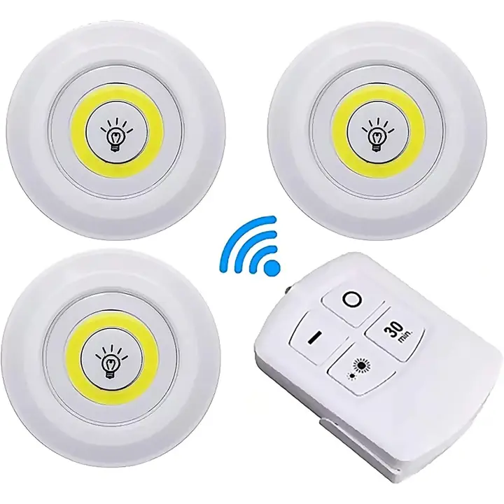 Luz Led COB Para Armario, Lámpara De Noche Para Dormitorio Con Control Remoto, Luz De Vitrina Con Control Remoto Inalámbrico, Regulable, 3w, Luz Blanca, Funciona Con Pila - 1