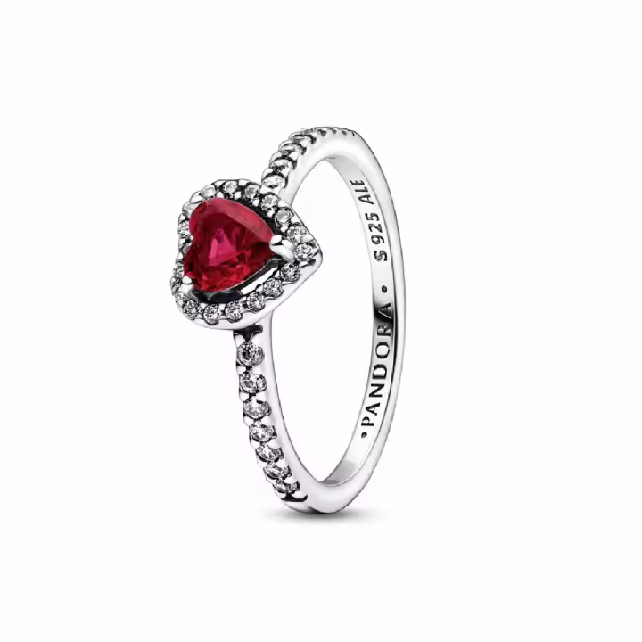 Anillo Pandora Corazón Nivelado Rojo Brillante - 1